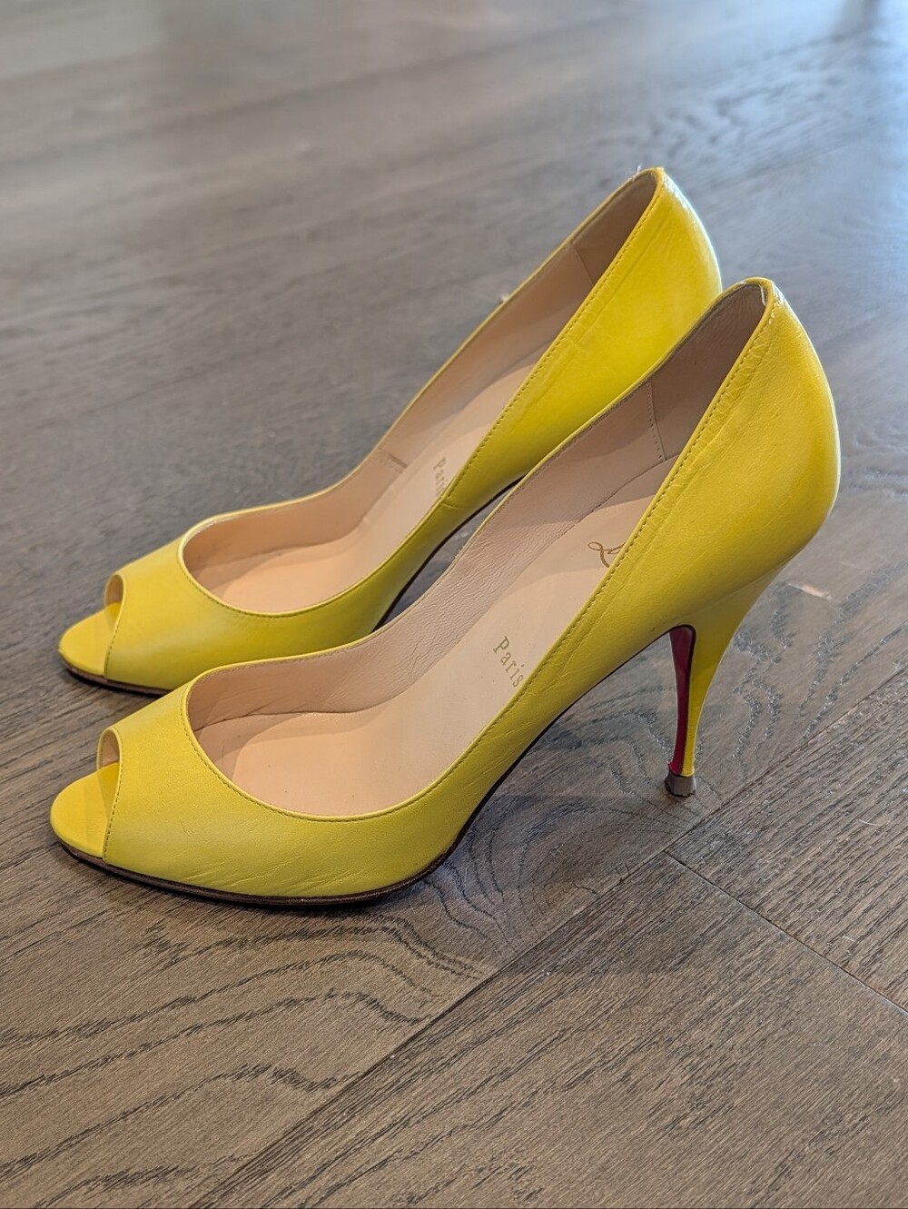 Christian Louboutin You You Peep Toe Yellow Heels 39.5